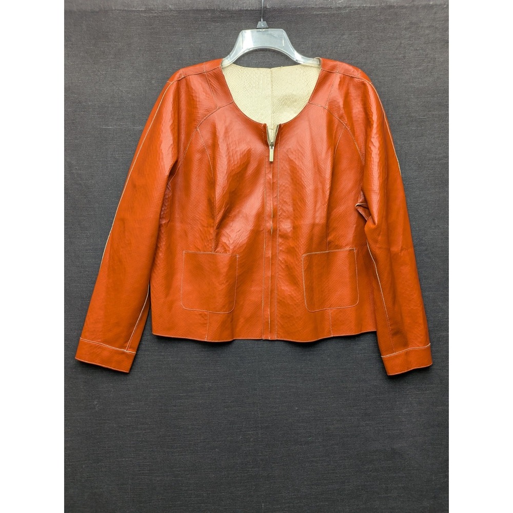 Attitudes by Renee Renee's Reversible Faux Leather Snake Jacket Hot Spice 1X